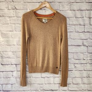 Aritzia TNA Angora rabbit hair Cashmere Blend Tan Sweater Sz Medium